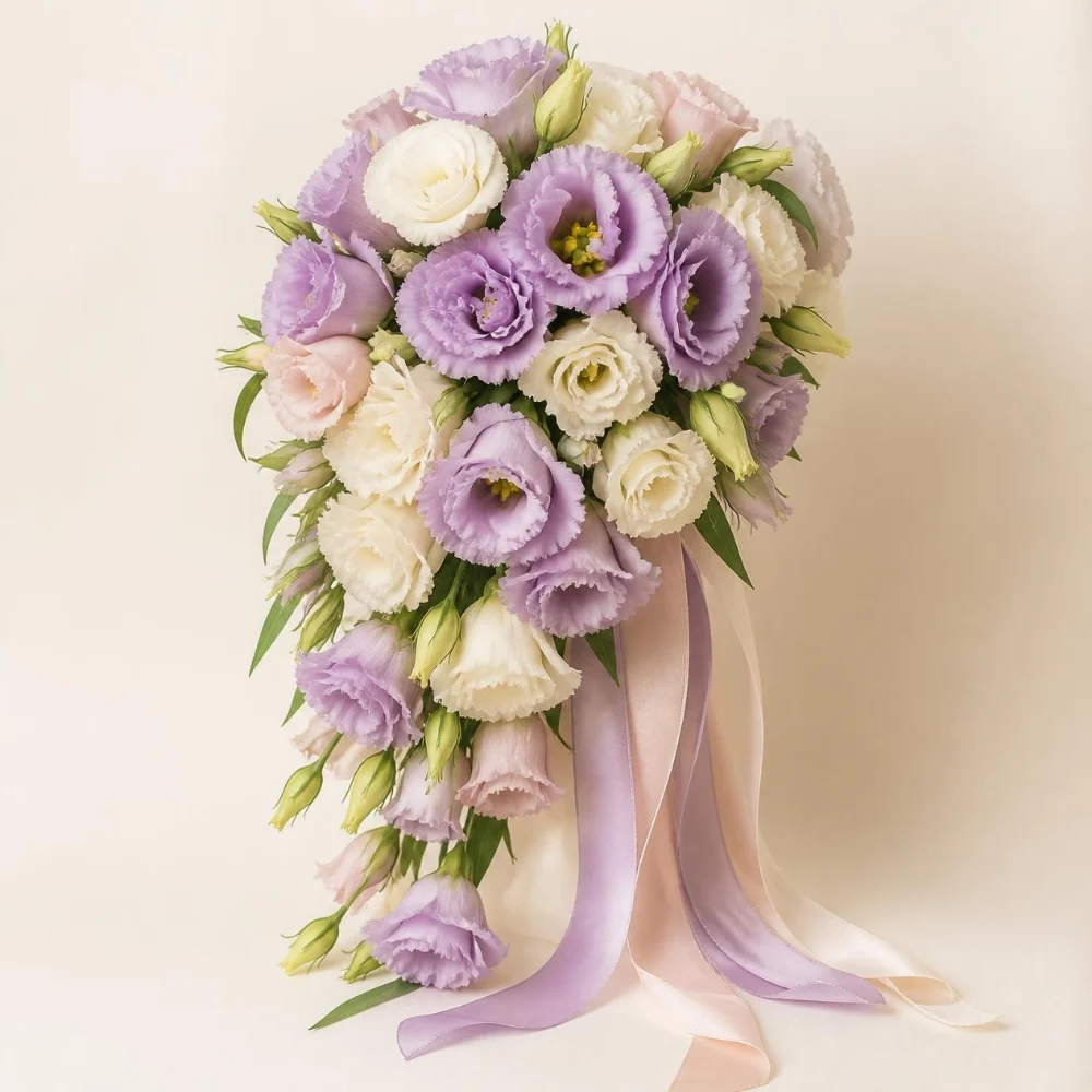 Bó hoa cầm tay cát tường pastel dáng thả
